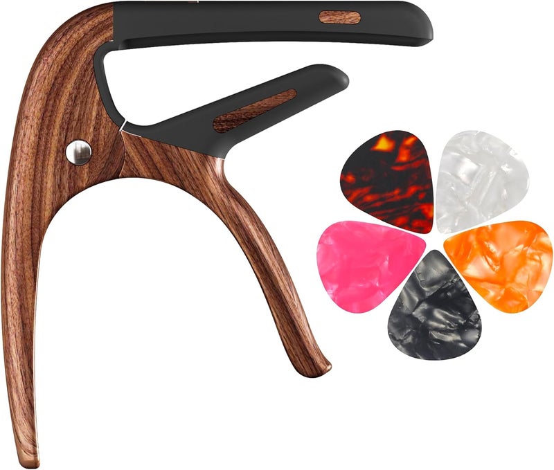 DIDA Capo for Acoustic Guitar, Guitar Capo for Electric Guitar, Ukulele and String Instruments, Guitar Capo, Guitar Kapo, Guitar Clamp (Rosewood) - Image 1